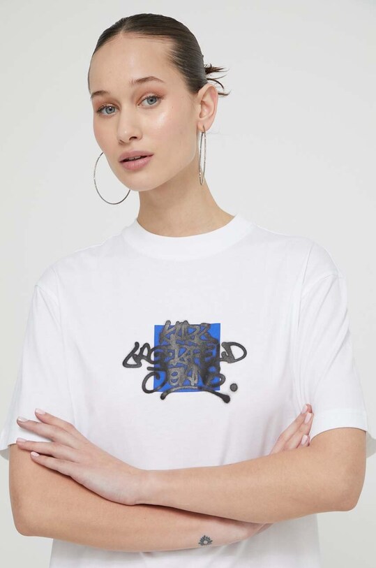 Pamučna haljina Karl Lagerfeld Jeans 241J1300 bijela