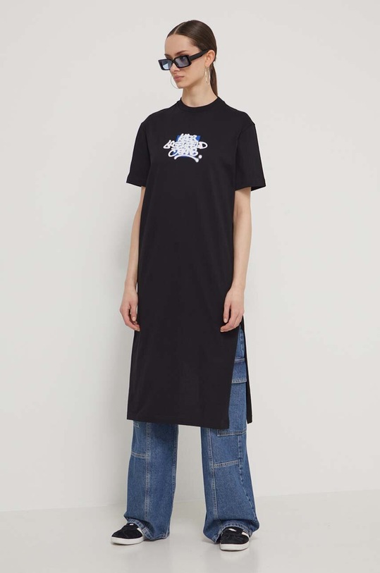 Karl Lagerfeld Jeans sukienka bawełniana nadruk czarny 241J1300