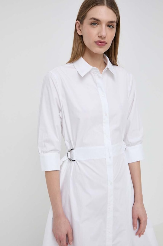 Βαμβακερό φόρεμα Karl Lagerfeld λευκό 241W1300