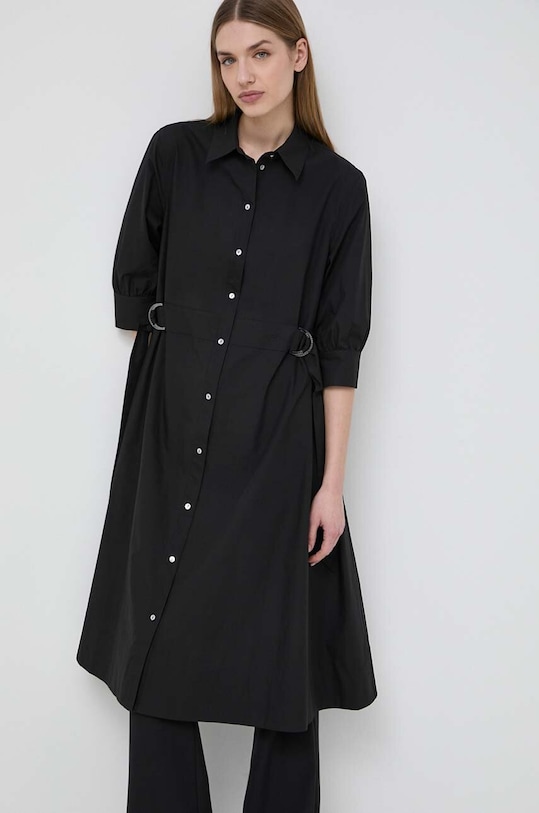 Karl Lagerfeld sukienka bawełniana trzy czwarte czarny 241W1300