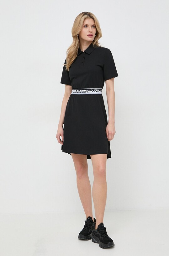 Karl Lagerfeld sukienka bawełniana casual czarny 241W1350