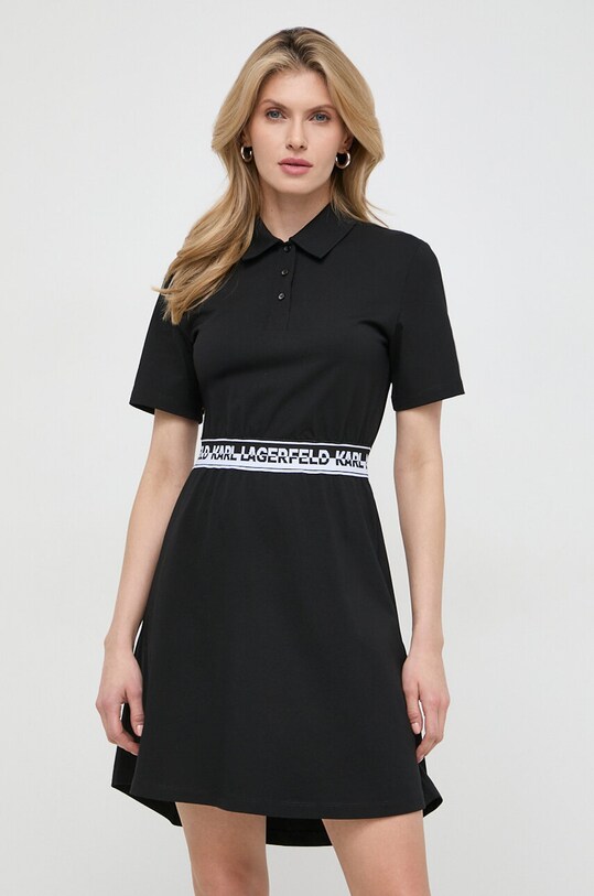 Odzież Karl Lagerfeld sukienka bawełniana 241W1350 czarny