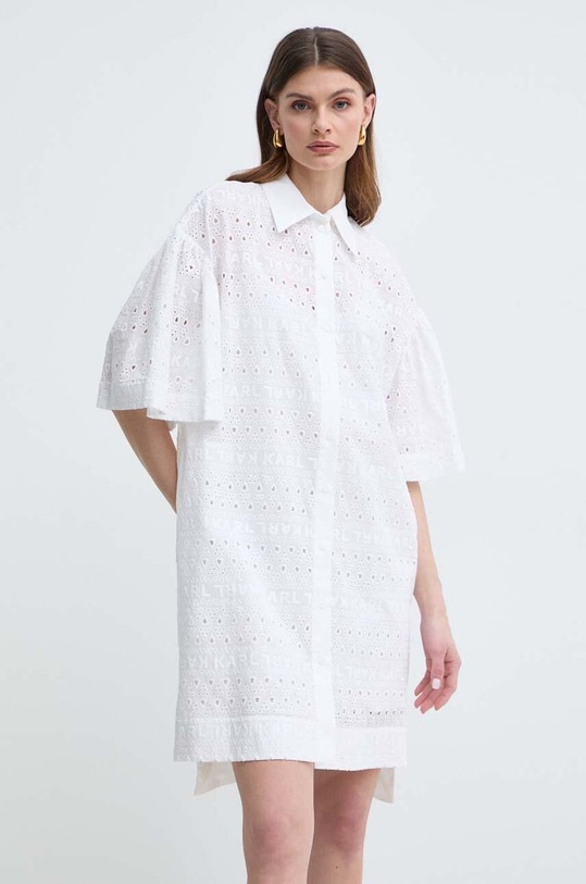 Karl Lagerfeld sukienka bawełniana bawełna biały 241W1306