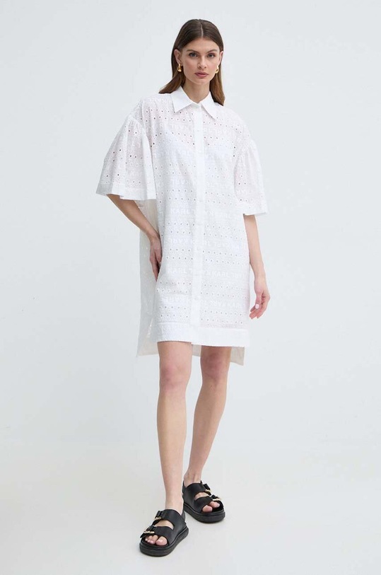 Karl Lagerfeld sukienka bawełniana 241W1306 biały SS24