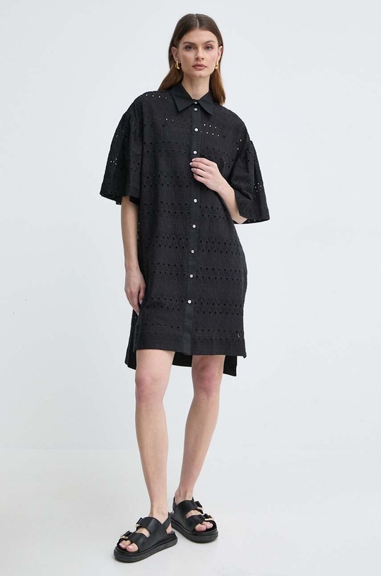 Bavlněné šaty Karl Lagerfeld 241W1306 černá SS24