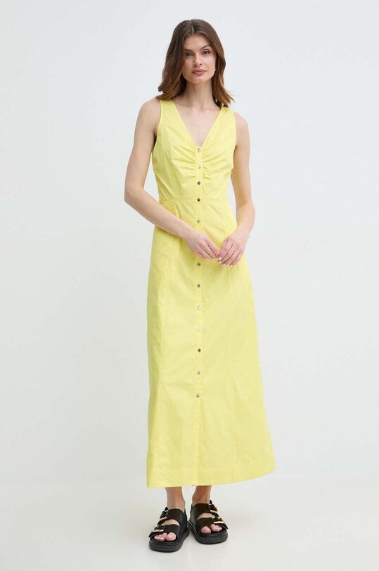 Karl Lagerfeld rochie din bumbac maxi galben 241W1310