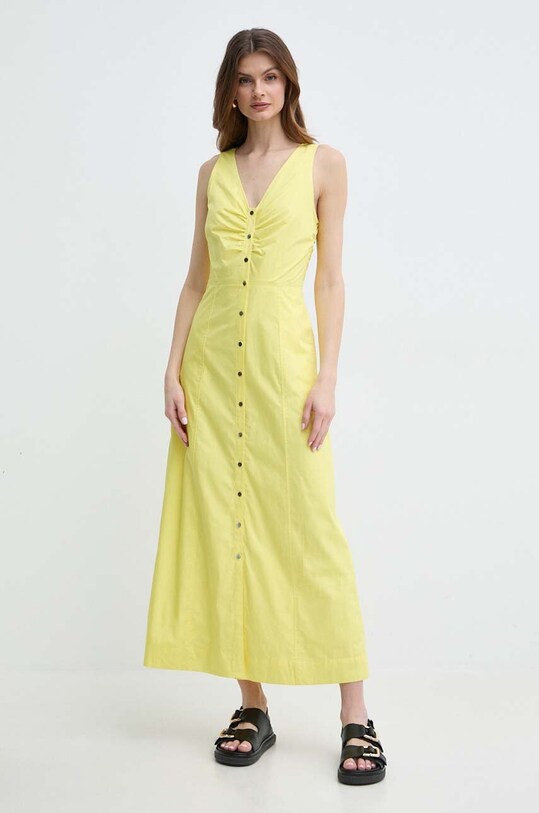 Karl Lagerfeld rochie din bumbac galben 241W1310