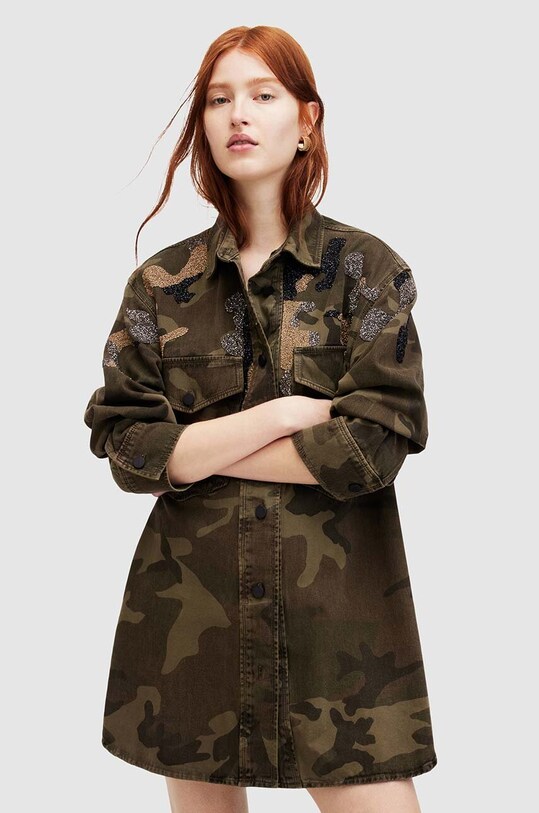 AllSaints pamut ruha LILY W263DA zöld SS24