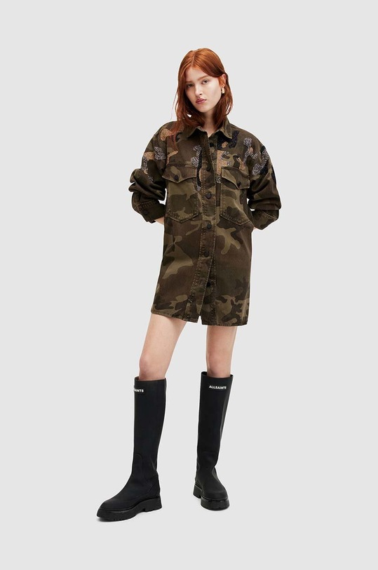 Pamučna haljina AllSaints LILY W263DA zelena