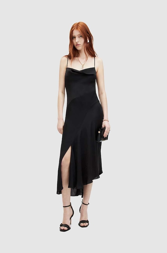 AllSaints sukienka UNA midi czarny WD641Z