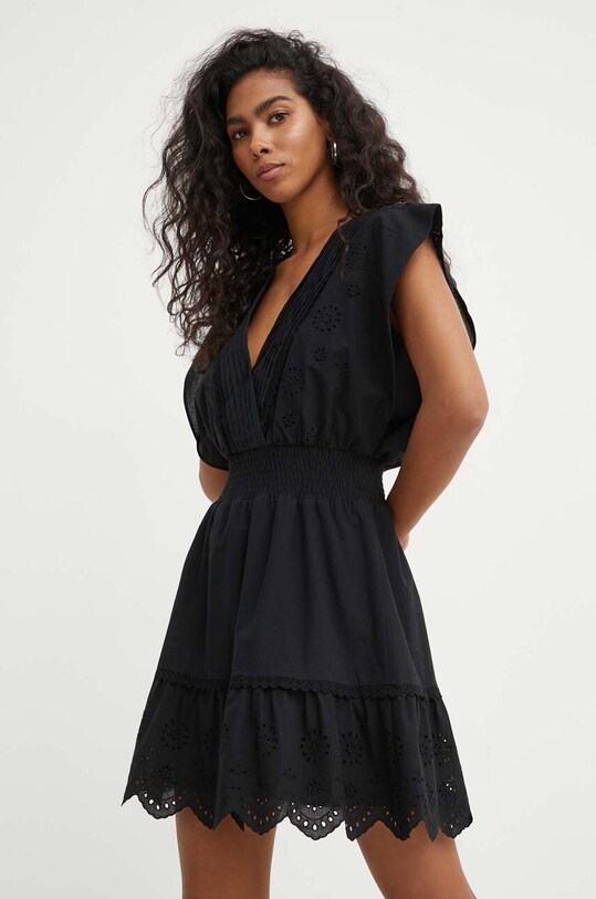 The Kooples sukienka bawełniana bawełna czarny FROB28099K