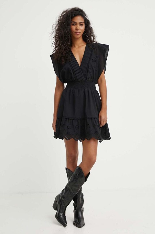 The Kooples vestito in cotone FROB28099K nero SS24