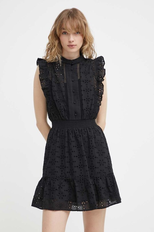 The Kooples rochie din bumbac mini negru FROB28170K