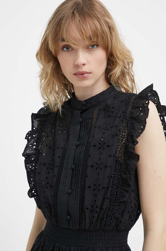 The Kooples rochie din bumbac negru FROB28170K
