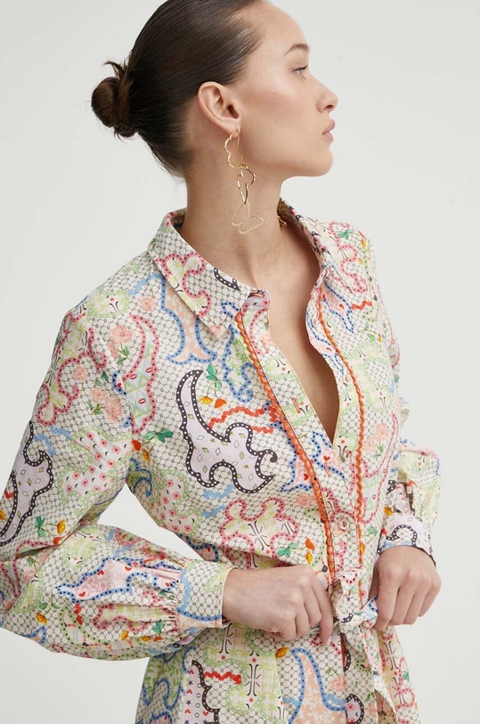 Šaty s příměsí lnu Never Fully Dressed NFDDR1244.White vícebarevná SS24