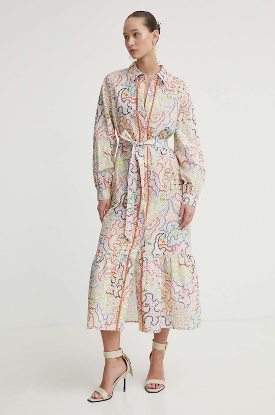 Šaty s příměsí lnu Never Fully Dressed vícebarevná NFDDR1244.White