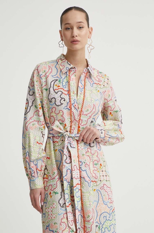 Šaty s příměsí lnu Never Fully Dressed NFDDR1244.White vícebarevná