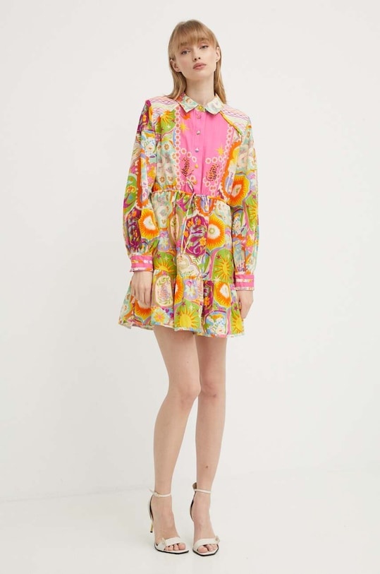 Never Fully Dressed sukienka z domieszką lnu NFDDR1257.Multi multicolor SS24