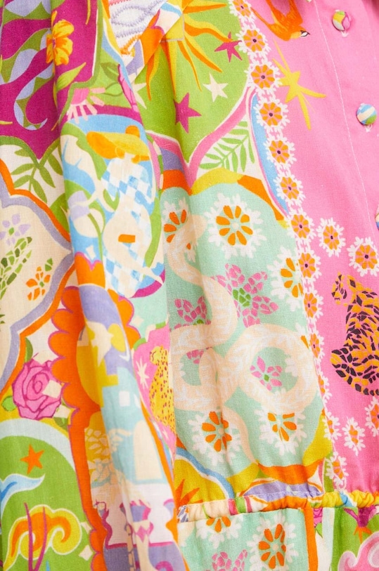 Never Fully Dressed sukienka z domieszką lnu NFDDR1257.Multi multicolor