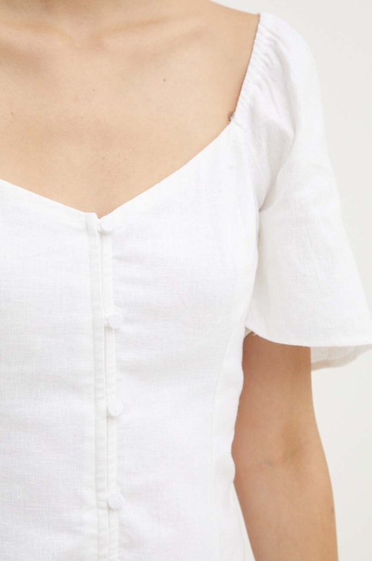 Lněné šaty Abercrombie & Fitch KI159.4887.100 bílá
