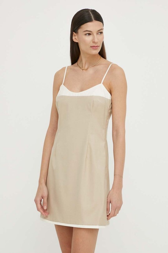 Φόρεμα από μείγμα μαλλιού Remain 5013252764 μπεζ SS24