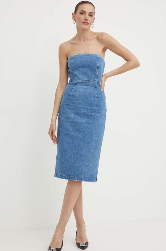 Bardot rochie din denim VANDA mini albastru 91355DB.VINTAGE.BL