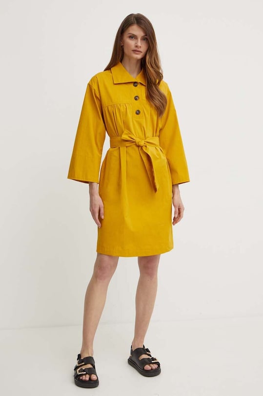 Хлопковое платье Weekend Max Mara casual жёлтый 2415221023600