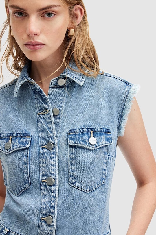 Rifľové šaty AllSaints BLAIR DENIM DRESS W183DA modrá SS24