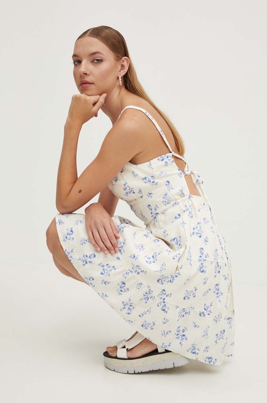 Λινό φόρεμα Hollister Co. KI359.4165.108 μπεζ SS24