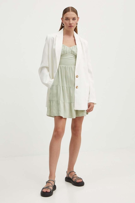 Λινό φόρεμα Hollister Co. KI359.4165.320 πράσινο SS24