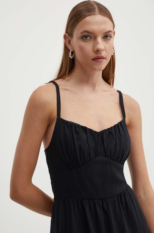 Ľanové šaty Hollister Co. čierna KI359.4196.900