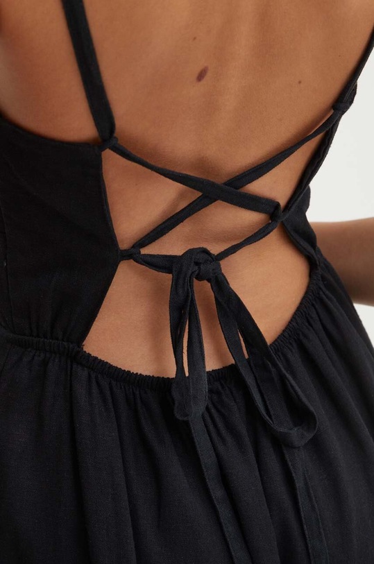 Ľanové šaty Hollister Co. KI359.4196.900 čierna