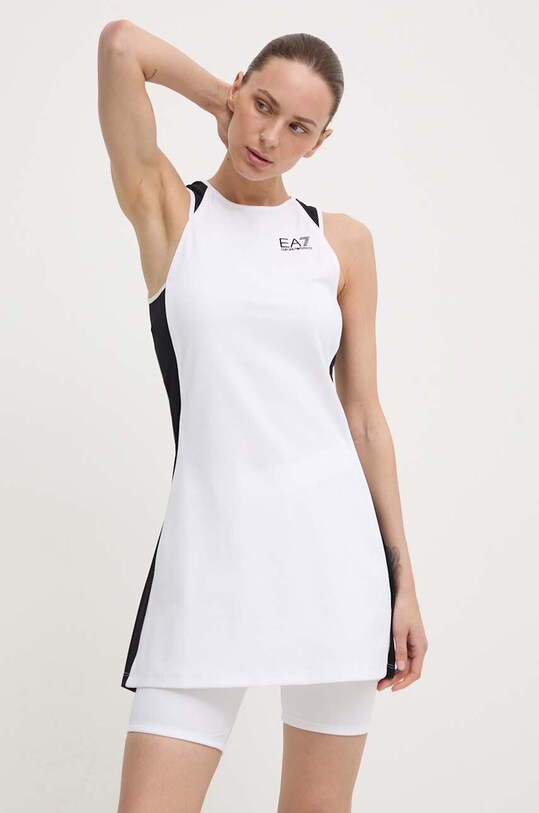 Sportovní šaty EA7 Emporio Armani mini bílá 3DTA58.TJTCZ.1100