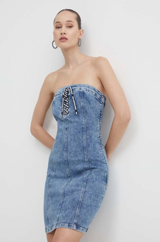 Karl Lagerfeld Jeans sukienka jeansowa z elastanem niebieski 241J1307