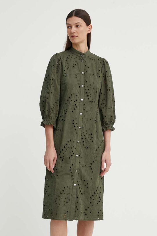 Pamučna haljina Bruuns Bazaar ArgyreiaBBMoniika dress Planet friendly zelena BBW3916