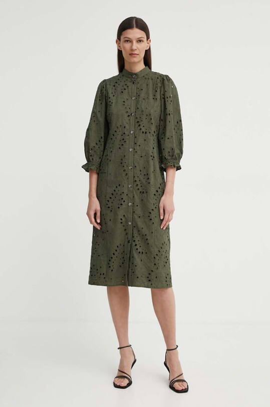 Хлопковое платье Bruuns Bazaar ArgyreiaBBMoniika dress BBW3916 зелёный SS24