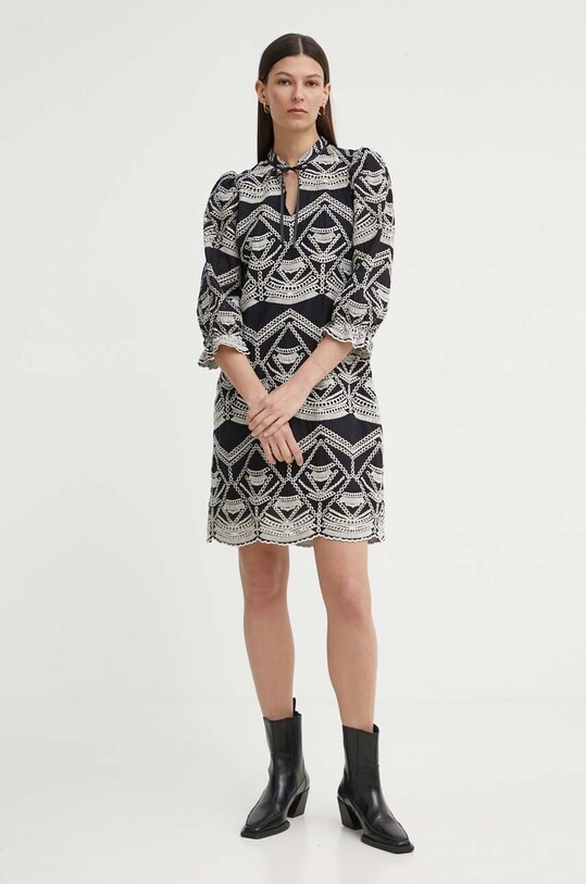Bruuns Bazaar rochie din bumbac ArvensisBBAbami dress BBW3919 negru SS24
