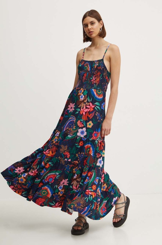 Superdry rochie din bumbac maxi bleumarin W8011675A.2JZ