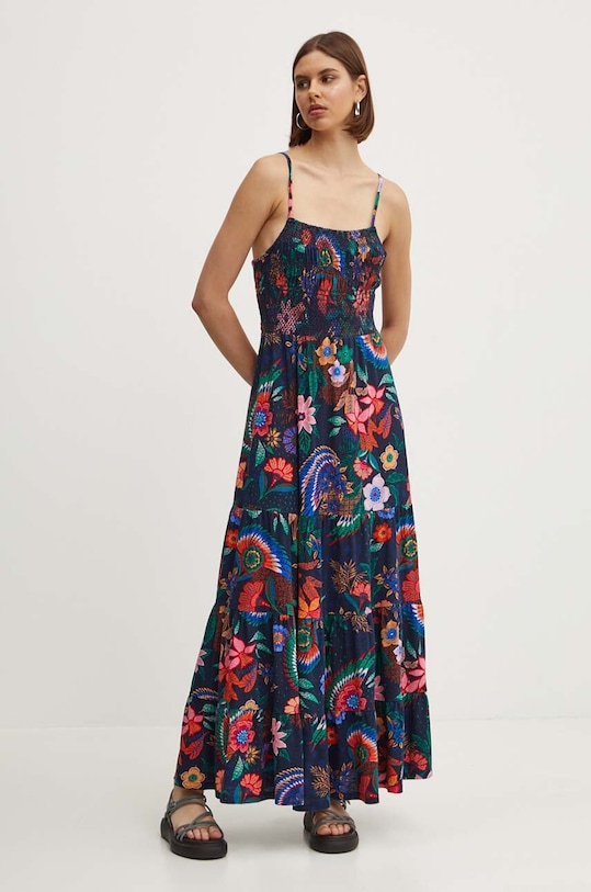 Superdry rochie din bumbac W8011675A.2JZ bleumarin SS24