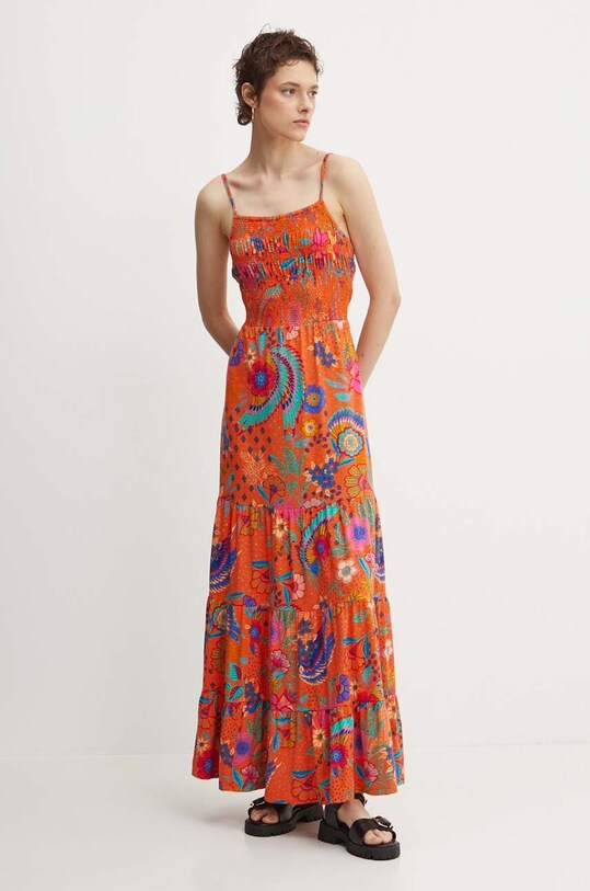 Superdry rochie din bumbac rotund portocaliu W8011675A.2KA