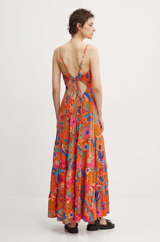 Superdry rochie din bumbac W8011675A.2KA portocaliu SS24
