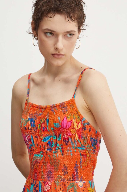 Superdry rochie din bumbac W8011675A.2KA portocaliu