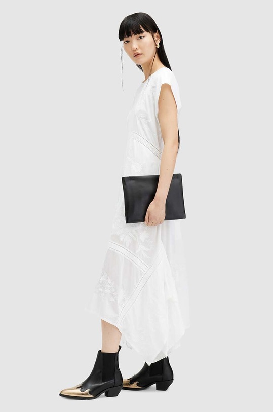 Bavlněné šaty AllSaints GIANNA EMB DRESS WD588Z bílá
