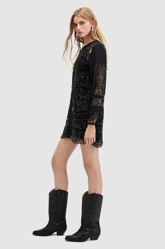 Šaty s příměsí lnu AllSaints NOUSH EMB DRESS WD591Z