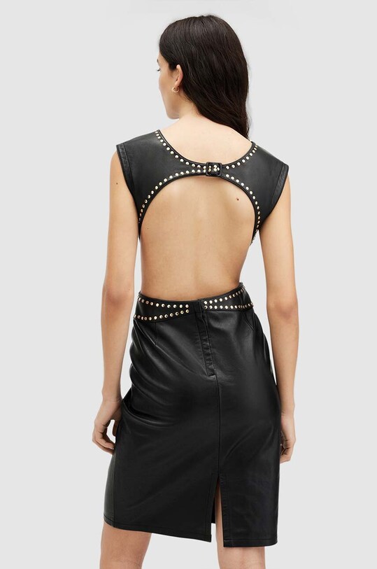 Кожаное платье AllSaints SYLA LEA STUD DRESS WL536Z чёрный