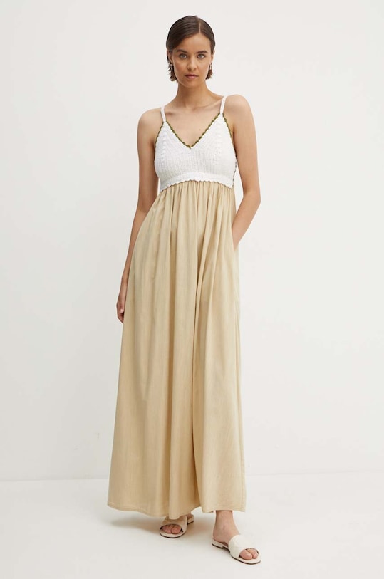 Φόρεμα United Colors of Benetton εμπριμέ μπεζ 43YVDV09R