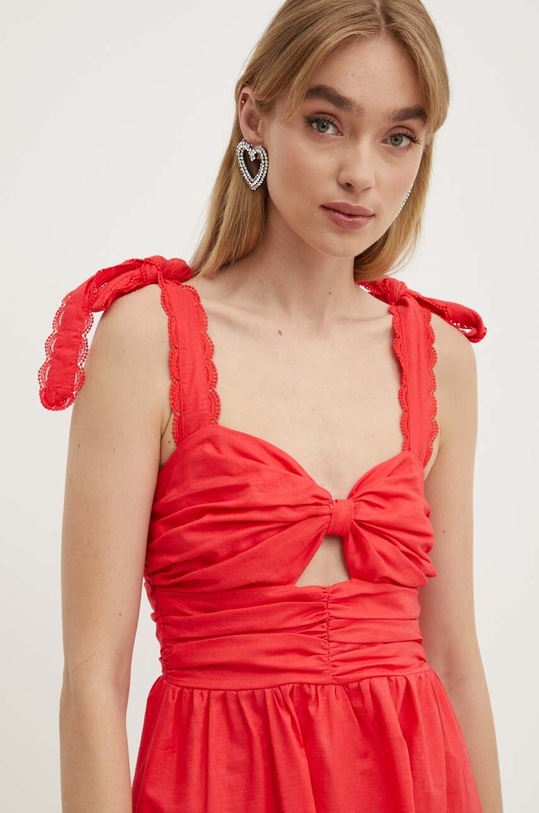 Odzież Never Fully Dressed sukienka z domieszką lnu Elspeth NFDDR1526 czerwony