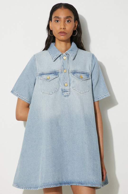 GANNI denim dress Heavy Denim Mini Dress plain blue J1503