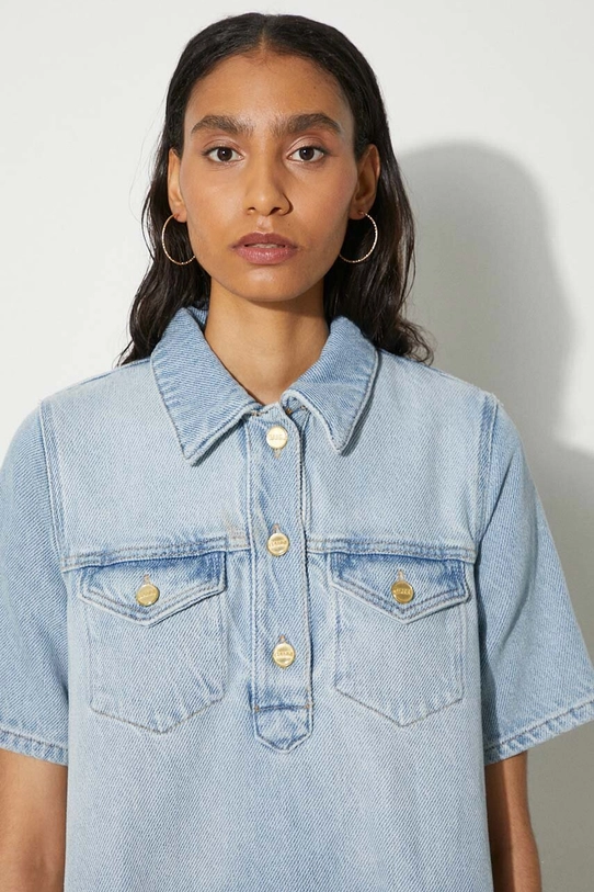 Džínové šaty GANNI Heavy Denim Mini Dress J1503 modrá