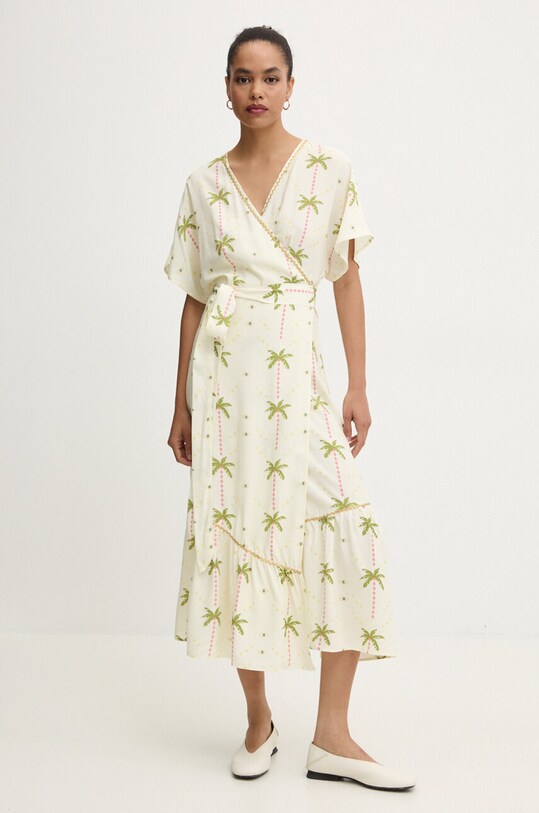 Never Fully Dressed rochie Wrap Dress midi bej NFDDR1383